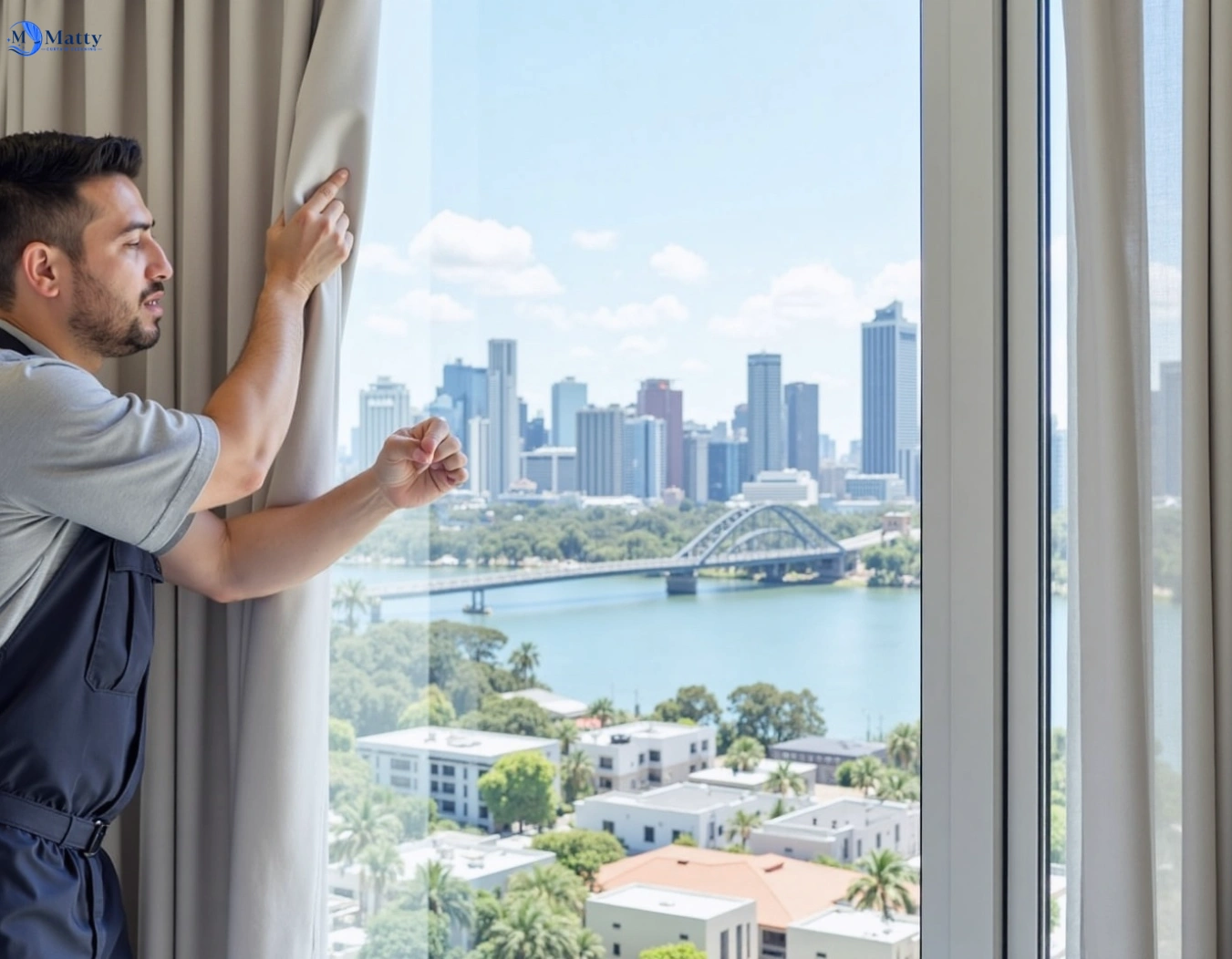 Professional curtain steam cleaning service merrimac QLD by Matty Curtain Cleaning